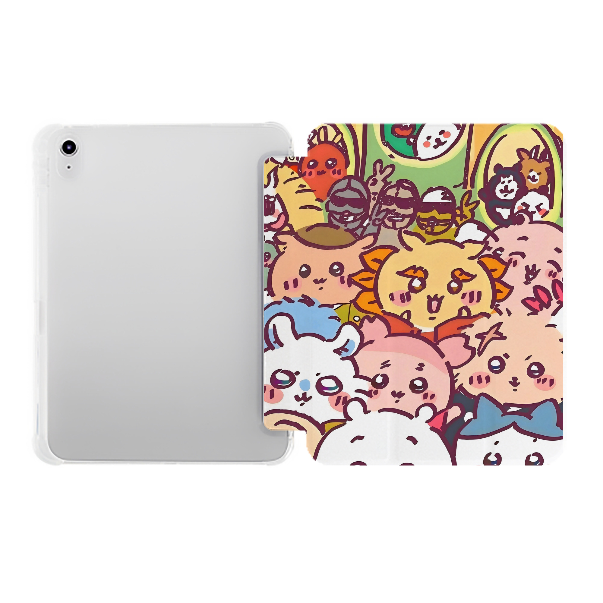 （画像用） ちいかわ Chii-kawa IPad ケース ペン収納付き 三つ折りスタンド PUレザー×シリコン 対応機種9.5/10.5/10.9インチ